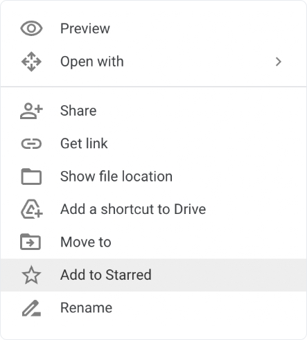 Google Drive - Starred - Favorites