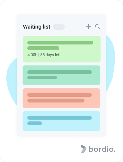 Bordio's Waiting list with timeblocks