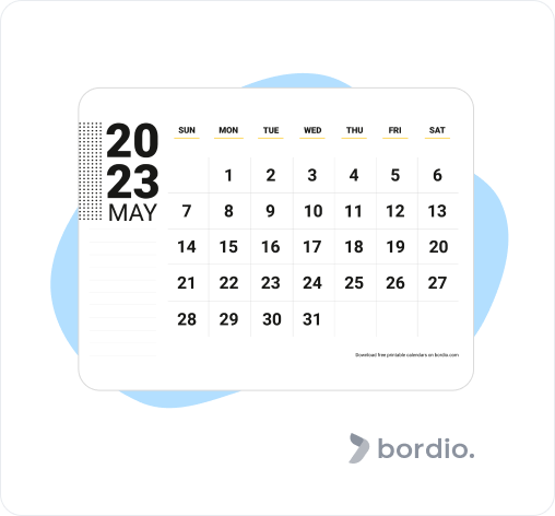 Montlhy Bordio Printable calendar
