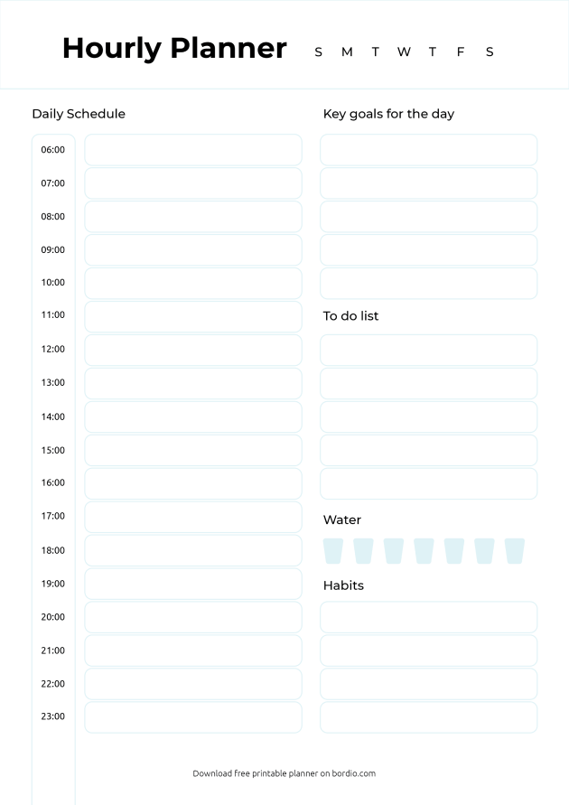 8 Hourly Planner Printable Templates - Download in PDF for Free