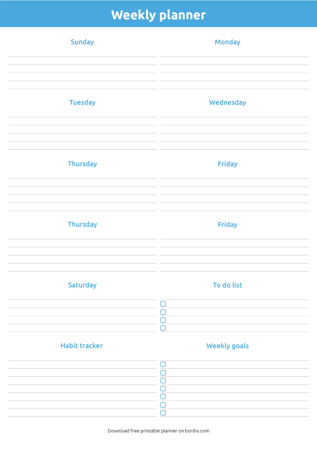 12 Printable Weekly Planner Templates - Free Download in PDF