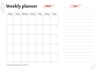 Free Horizontal Weekly Planner Template
