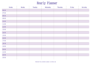 Free hourly planner template