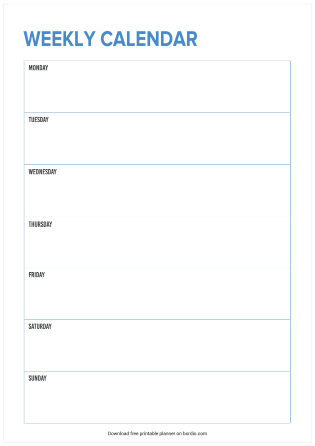 8 Printable Weekly Calendar Templates In PDF Download For Free 8 Printable Weekly Calendar Templates In PDF Download For Free