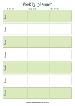 Free weekly planner template printable