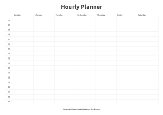 Hourly planner template horizontal