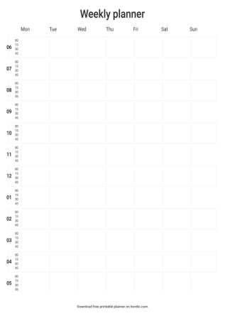 Hourly Weekly Planner Template