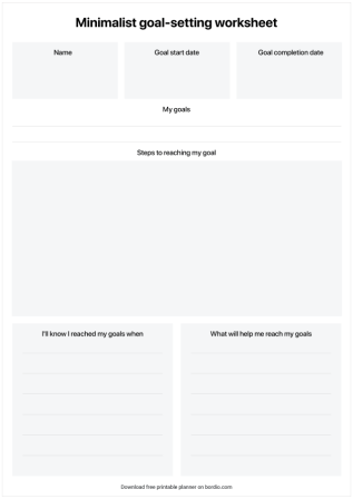 Minimalist Goal Setting Worksheet