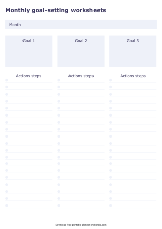 Monthly goal setting worksheet Preview
