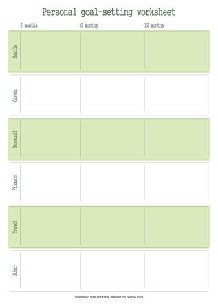 Printable Goal Setting Template Preview