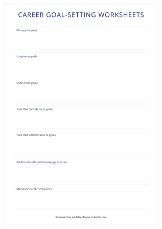 Printable Career Goal Setting Template