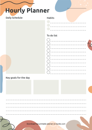 Printable Hourly Planner template