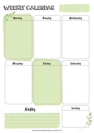 Printable Weekly Calendar template free