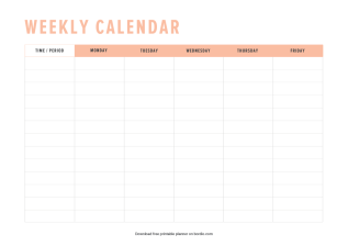 Printable weekly calendar template