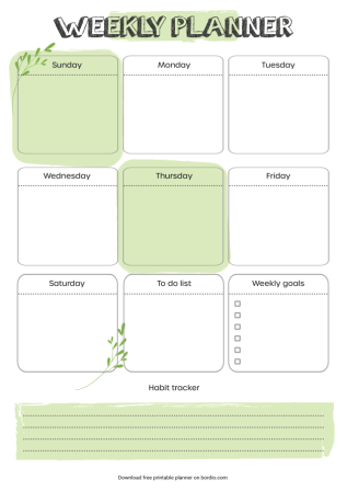 Printable Weekly Planner Template Blank