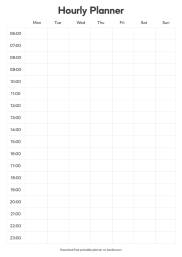 8 Hourly Planner Printable Templates - Download in PDF for Free