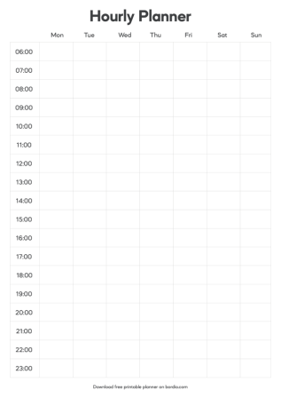 Vertical Hourly Planner Template