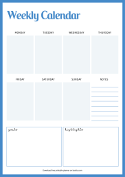 8 Printable Weekly Calendar Templates in PDF - Download for Free