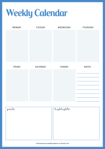 8 Printable Weekly Calendar Templates in PDF - Download for Free