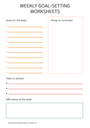 Stylish Goal Setting Worksheets To Print (PDF, FREE)