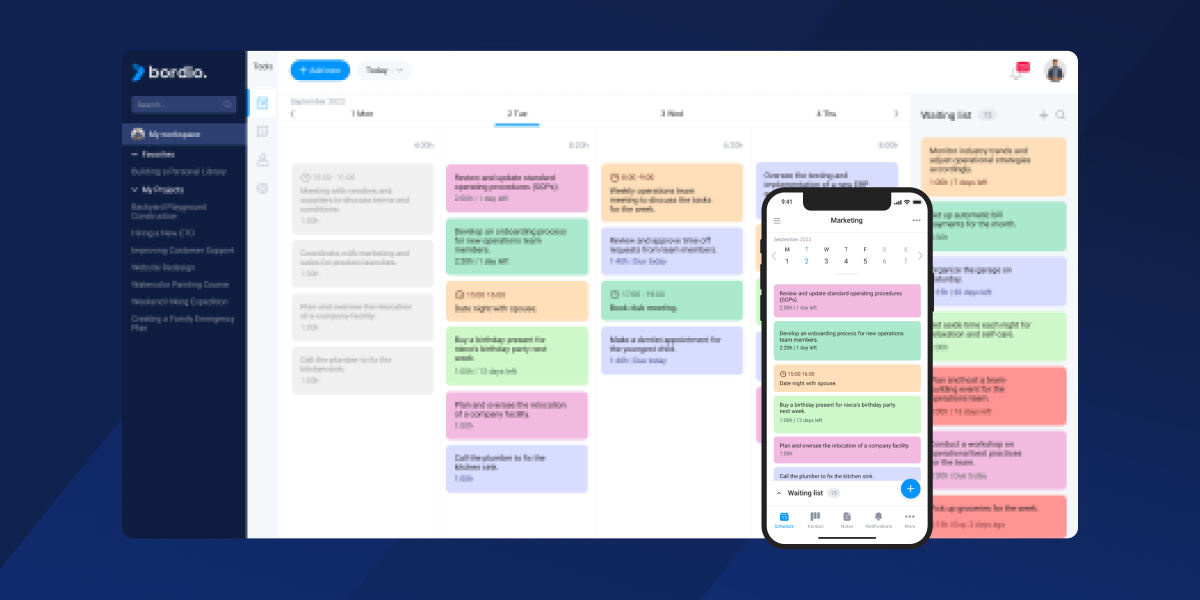 Weekly schedule planner for work private stuff