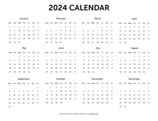 Printable yearly calendar 2024 from monday preview
