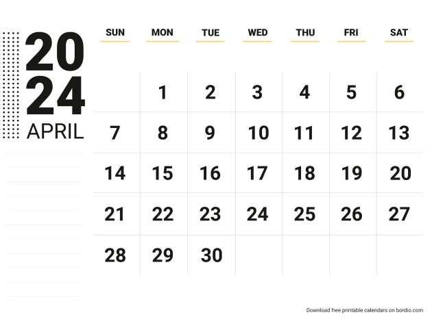 April 2024 Printable Calendar: Free Download (PDF)