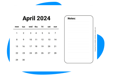 April 2024 printable calendar thumb