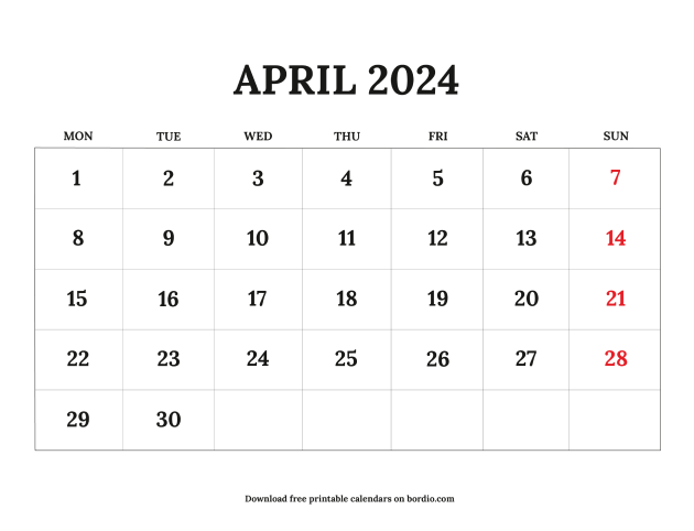 April 2024 Printable Calendar: Free Download (PDF)