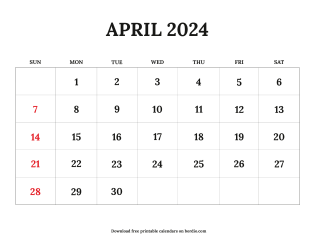 April 2024 Printable Calendar: Free Download (PDF)