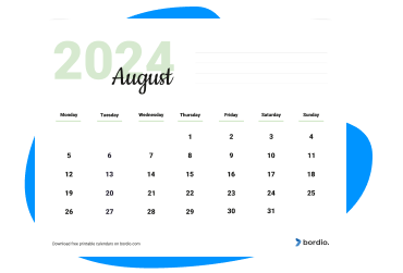 August 2024 printable calendars