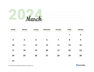 Beautiful calendar march 2024 from sunday preview