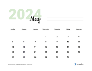 Beautiful calendar may2024 from sunday preview