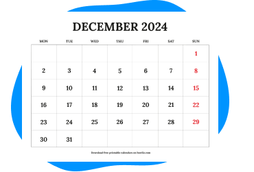 December 2024 printable calendars