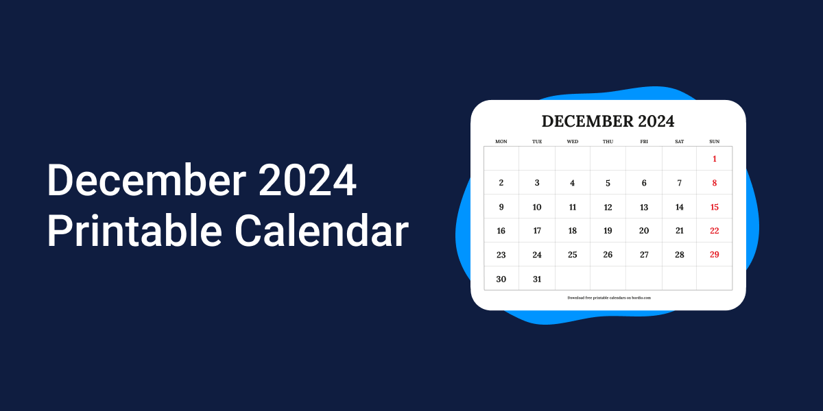 December 2024 Printable Calendar Free Download (PDF)