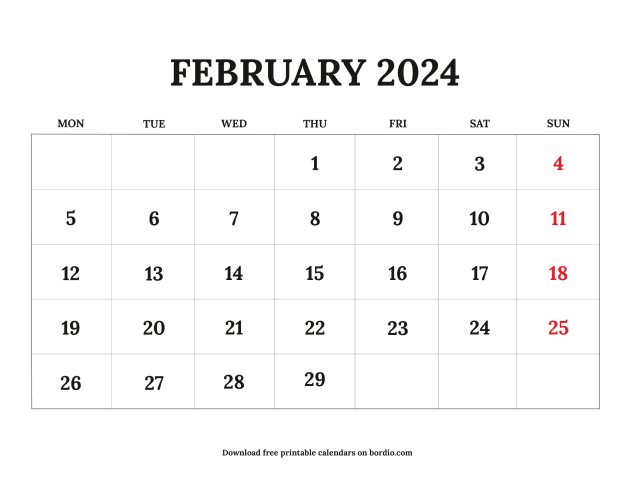 February 2024 Printable Calendar: Free Download (pdf)