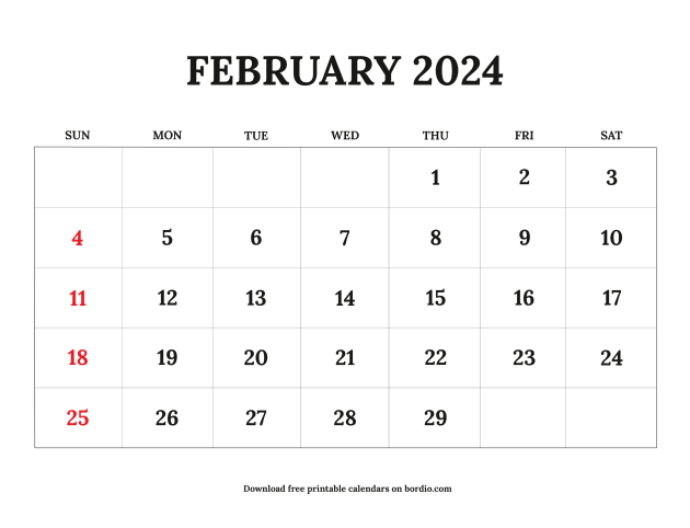 February 2024 Printable Calendar: Free Download (PDF)