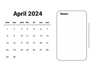 Handy calendar april 2024 from monday preview
