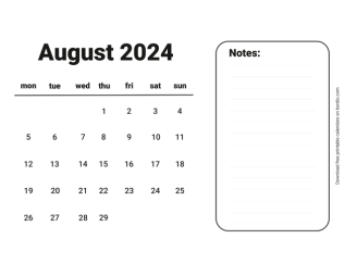 Handy calendar august 2024 from monday preview