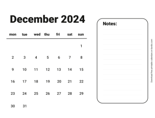 Handy calendar december 2024 from monday preview