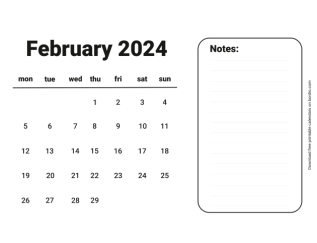 Handy calendar february 2024 from monday preview