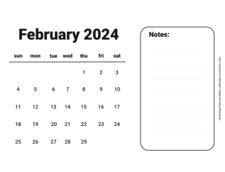 Handy calendar february 2024 from sunday preview