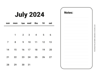 Handy calendar july 2024 from sunday preview