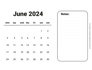 Handy calendar june 2024 from monday preview
