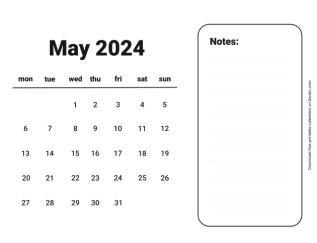 Handy calendar may 2024 from monday preview