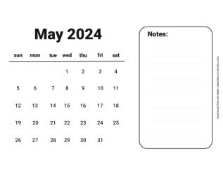 Handy calendar may 2024 from sunday preview
