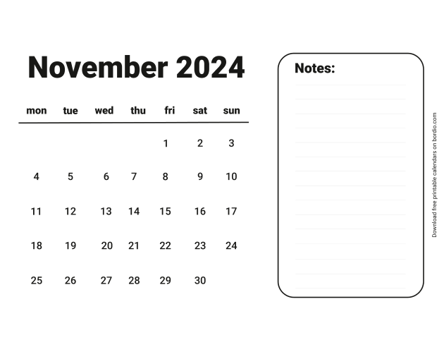 Nov Calendar.pdf November 2024 Printable Calendar: Free Download (PDF)