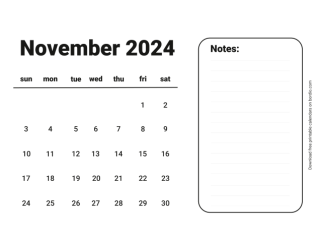 Handy calendar november 2024 from sunday preview