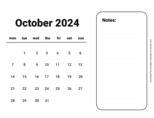 Handy calendar october 2024 from monday preview