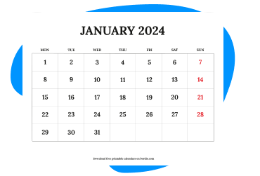 January 2024 printable calendar thumb